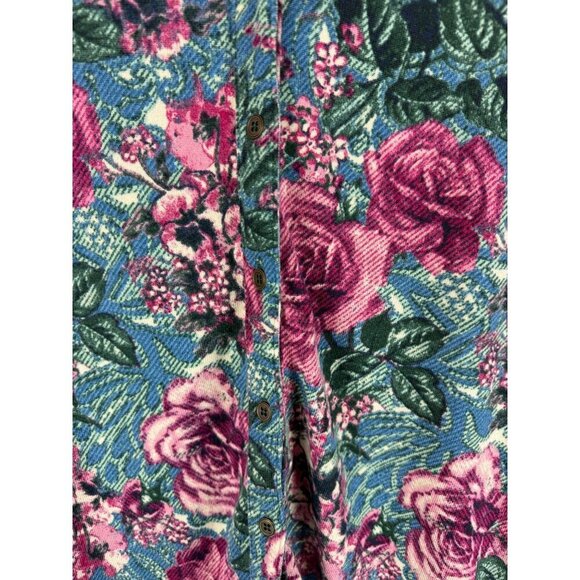 D&Co Womens Floral Long Sleeve Stretch Button-Down Shirt Blouse Size M - Picture 7 of 8